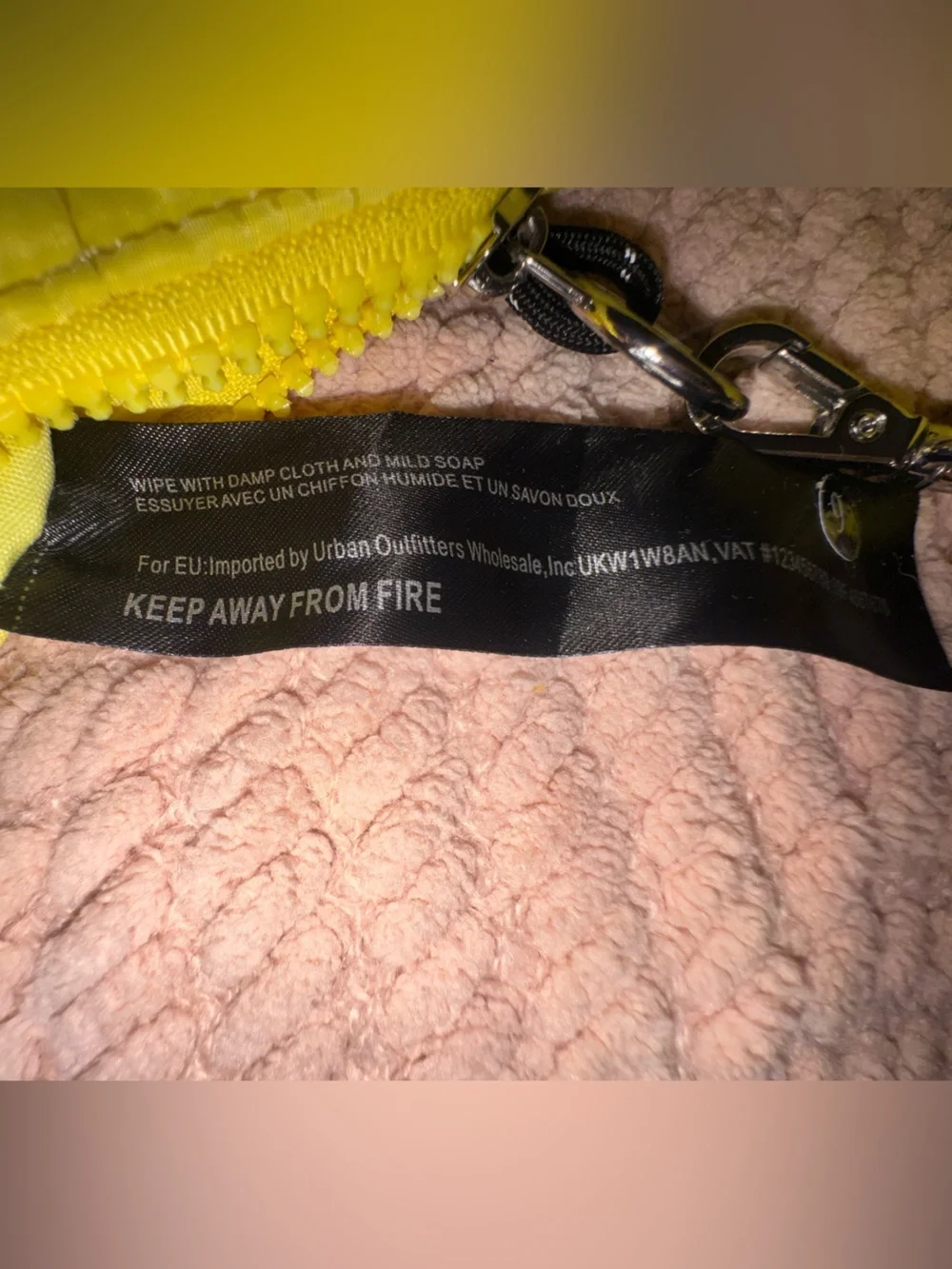 Free People Quilted Micro Pouch Wristlet Coin Purse Yellow NWOT